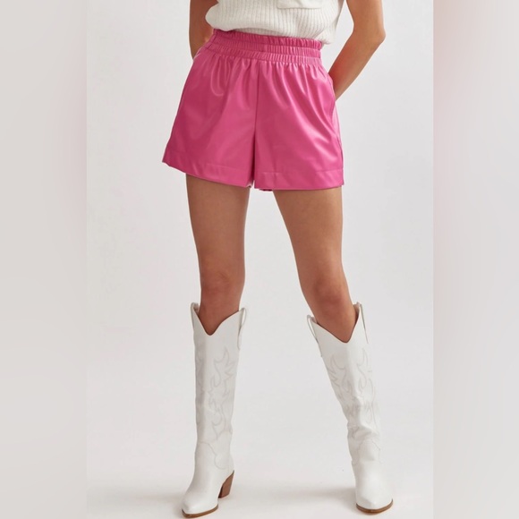 Entro Pink Faux Leather shorts - Picture 1 of 4